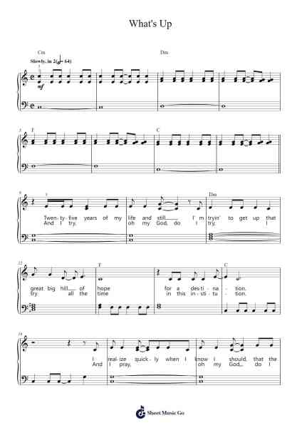 What's Up Sheet Music by 4 Non Blondes-Arr.Fagee
