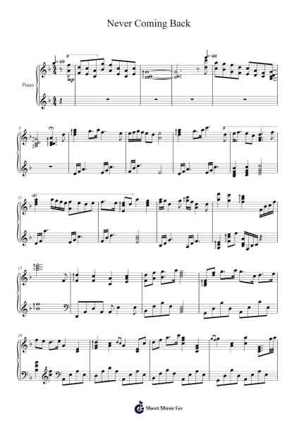 Never Coming Back Sheet Music by Evan Call-Arr.Reyphens
