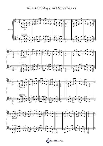 Tenor Clef Major and Minor Scales Sheet Music by Jacob Brown-Arr.Shamens Xedric