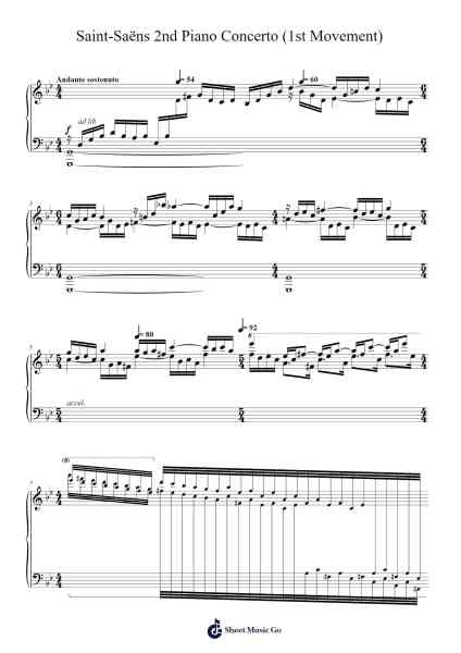 Piano Concerto No. 2 in G Minor, Op. 22: I. Andante sostenuto Sheet Music by Camille Saint-Saëns-Arr.Cisgrey