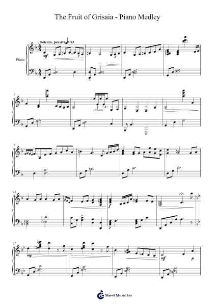 The Fruit of Grisaia - Piano Medley Sheet Music by Uprian Hisper-Arr.Leostone Swinclaude