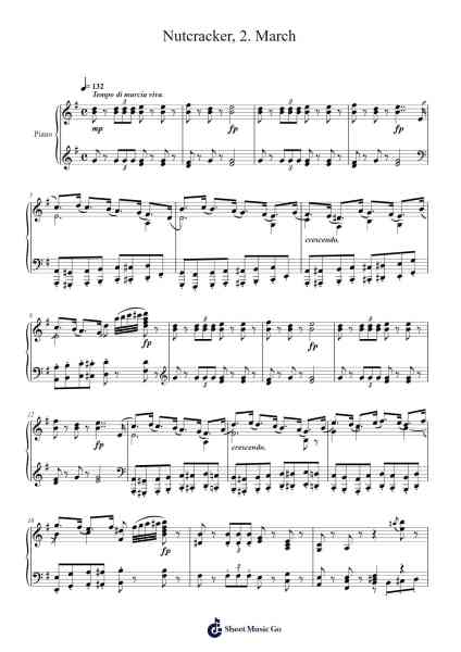 The Nutcracker, Op. 71: Act I, No. 2. March Sheet Music by Pyotr Ilyich Tchaikovsky-Arr.Gwenje Cookmike