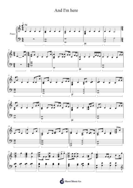 And I'm here Sheet Music by 김경희 (Kim Kyung Hee)-Arr.Juddton Mucott