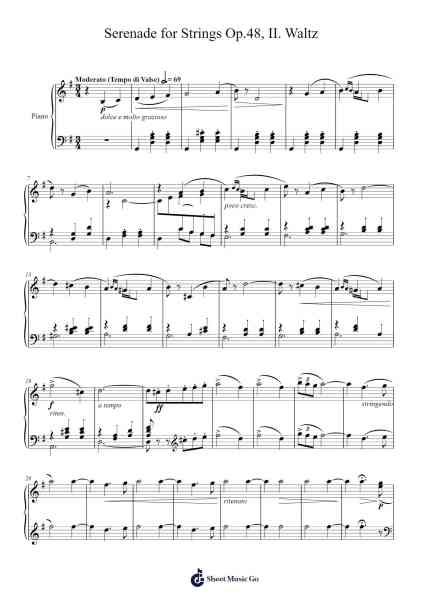 Serenade for Strings in C Major, Op. 48: II. Waltz Sheet Music by Pyotr Ilyich Tchaikovsky-Arr.Haleale Quildy