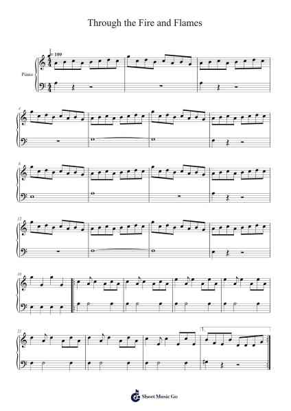 Through the Fire and Flames Sheet Music by DragonForce-Arr.Krisbe Chadky