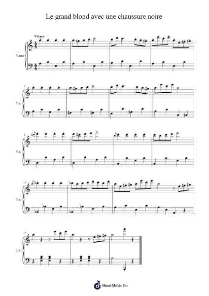 LE GRAND BLOND AVEC UNE CHAUSSURE NOIRE Sheet Music by undefined-Arr.Vicnick Hoodpy