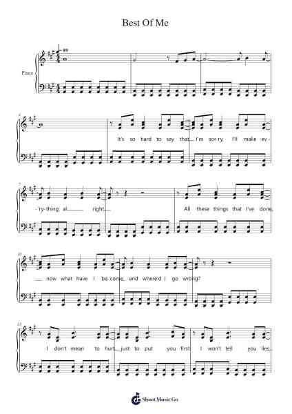 Best Of Me Sheet Music by Sum 41-Arr.Osbrow Joeholt