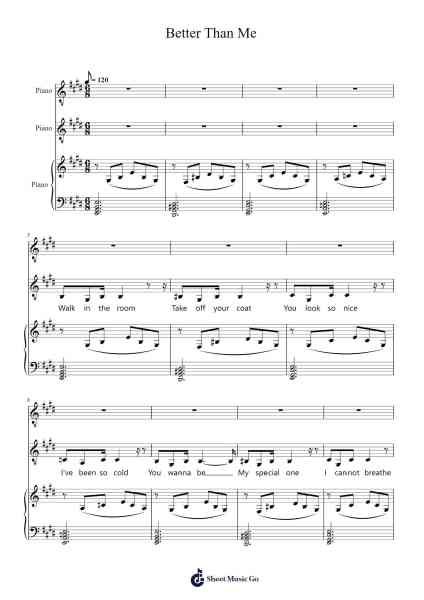 Better Than Me Sheet Music by Fieldthey Adbell-Arr.Blithediah