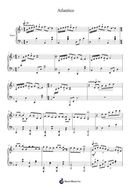 Atlantico Notas de música por Roberto Cacciapaglia-Arr.Ruxia