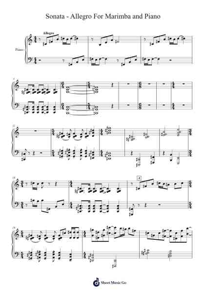 Sonata - Allegro For Marimba and Piano Sheet Music by Mitchell Peters-Arr.Noelje