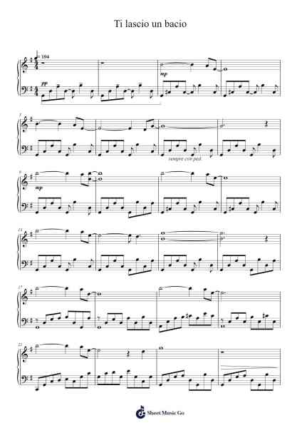 Ti lascio un bacio Sheet Music by Krisbach Evertra-Arr.Wildbias