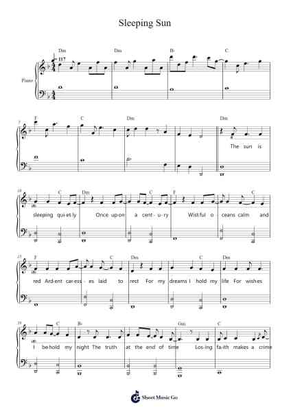 Sleeping Sun Sheet Music by Nightwish-Arr.Duttdes Dawnpril