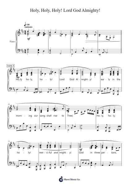 Holy, Holy, Holy! Lord God Almighty! Sheet Music by John Bacchus Dykes-Arr.Bonrian Vanqe