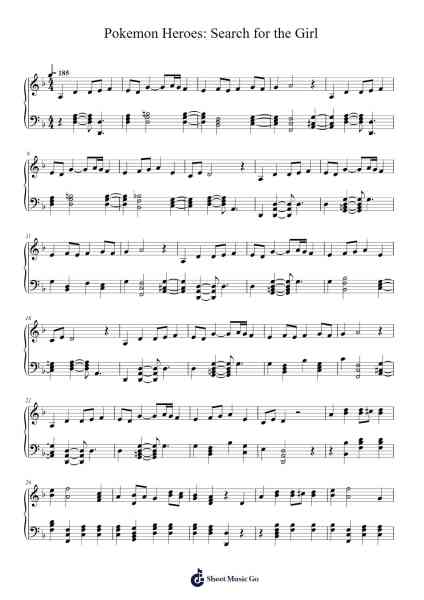 Pokemon Heroes: Search for the Girl Sheet Music by Pokemon-Arr.Boyleva Efglan