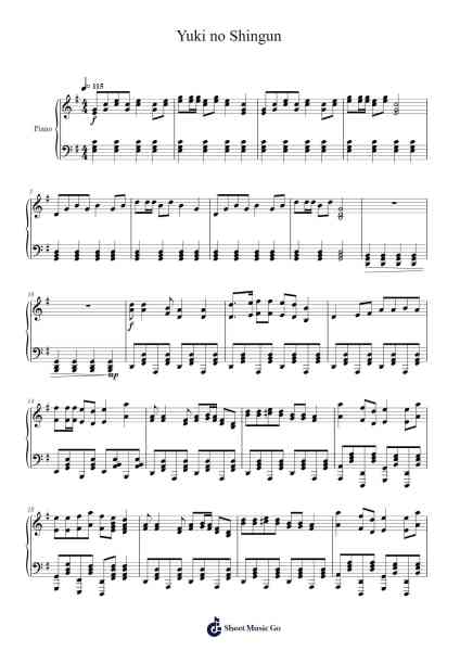 Yuki no Shingun Sheet Music by Nagai Kenshi-Arr.Toynkent