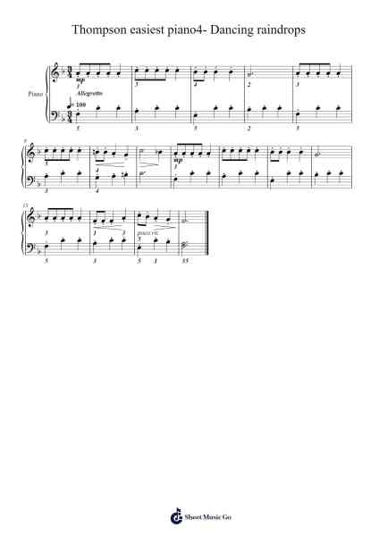 Thompson easiest piano4- Dancing raindrops Sheet Music by John Thompson-Arr.Franfield Pricecil
