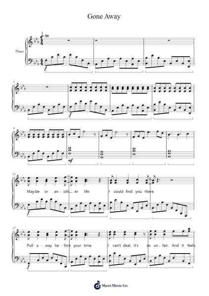 Gone Away Sheet Music by The Offspring-Arr.Franfield Pricecil