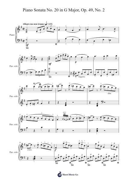Piano Sonata No. 20 in G Major, Op. 49, No. 2 Sheet Music by Ludwig van Beethoven-Arr.Gilphia