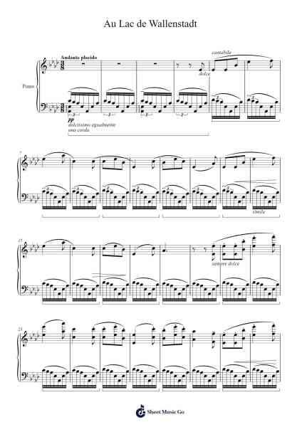 Au Lac de Wallenstadt Sheet Music by Franz Liszt-Arr.Cofsar