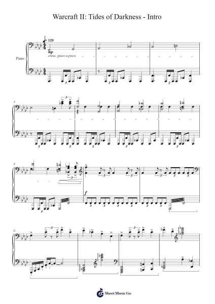 Warcraft II: Tides of Darkness - Intro - Piano Solo Sheet Music by Glenn Stafford-Arr.Danchloe