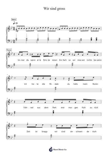 Wir sind gross Sheet Music by Mark Forster-Arr.Woodcie Budad