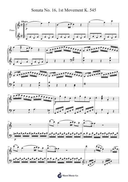 Sonata No. 16 in C Major, K. 545: I. Allegro Sheet Music by Wolfgang Amadeus Mozart-Arr.Cropenn Brighted