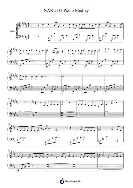 NARUTO Piano Medley Sheet Music by Flow-Arr.Priestsey