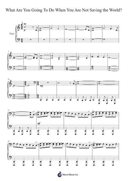 What Are You Going to Do When You Are Not Saving the World? Sheet Music by Hans Zimmer-Arr.Bettiane Rexpoe