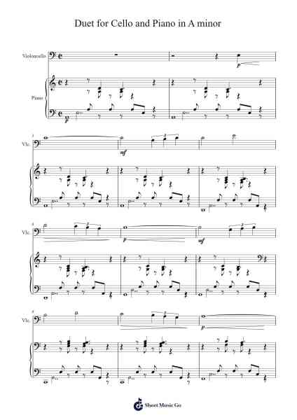 Duet for Cello and Piano in A minor Sheet Music by Pascal Jadot-Arr.Brurel