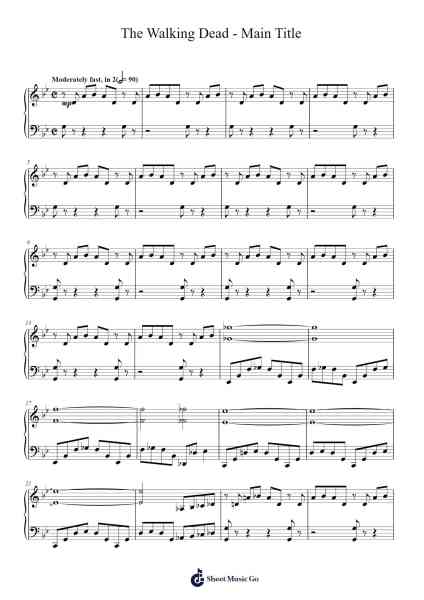 The Walking Dead - Main Title Sheet Music by Bear McCreary-Arr.Sidser