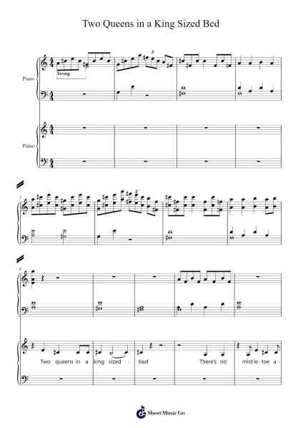 Two Queens in a King Sized Bed Sheet Music by girl in red-Arr.Haycah Touthale