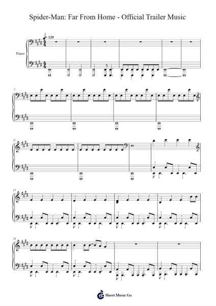 Spider-Man: Far From Home - Official Trailer Music - Piano Solo Sheet Music by Rodger Clutter-Arr.Werfith