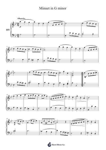 Minuet in G Minor, BWV Anh. 115 Sheet Music by Johann Sebastian Bach-Arr.Rydiah