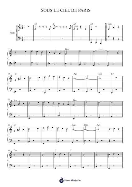 SOUS LE CIEL DE PARIS Sheet Music by Philippe Villemart-Arr.Franfield Pricecil