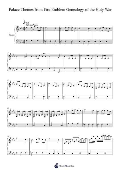 Palace Themes from Fire Emblem Genealogy of the Holy War Sheet Music by Yuka Tsujiyoko-Arr.Asdict