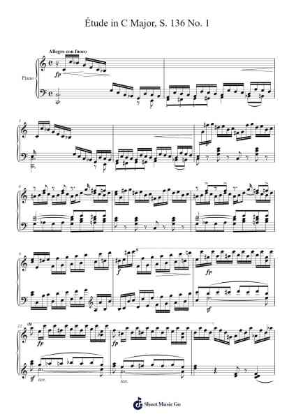 Étude in C Major, S. 136 No. 1 Sheet Music by Franz Liszt-Arr.Jesries