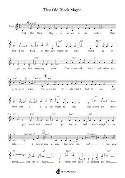That Old Black Magic Sheet Music by Johnny Merer-Arr.Quenram