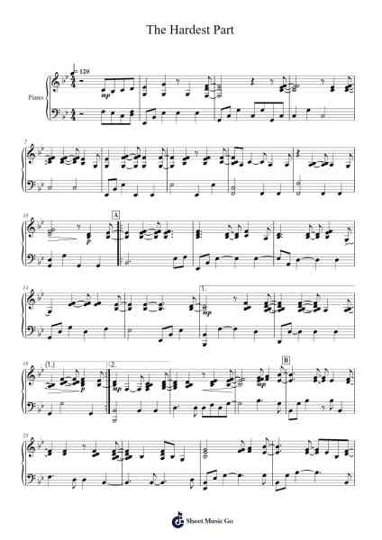 The Hardest Part / Postcards From Far Away Sheet Music by Coldplay-Arr.Buckclough Woogold