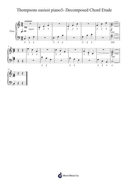 Thompsons easiest piano3- Decomposed Chord Etude Sheet Music by John Thompson-Arr.Jersoon