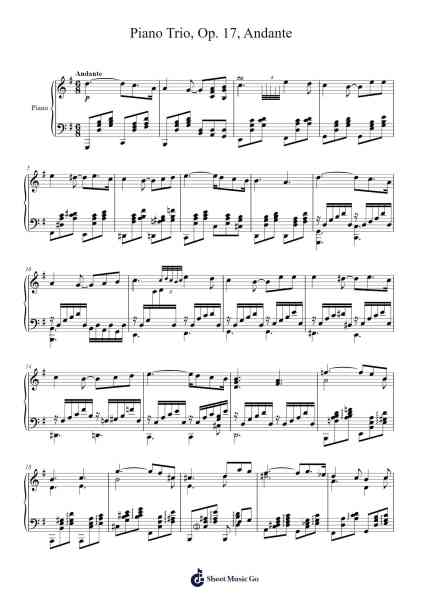 Piano Trio in G Minor, Op. 17: II. Andante Sheet Music by Clara Schumann-Arr.Hores