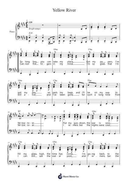 Yellow River Sheet Music by Christie-Arr.Darcarr