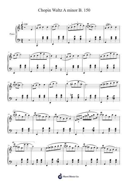 Waltz in A Minor, B. 150 Sheet Music by Frédéric Chopin-Arr.Eslot
