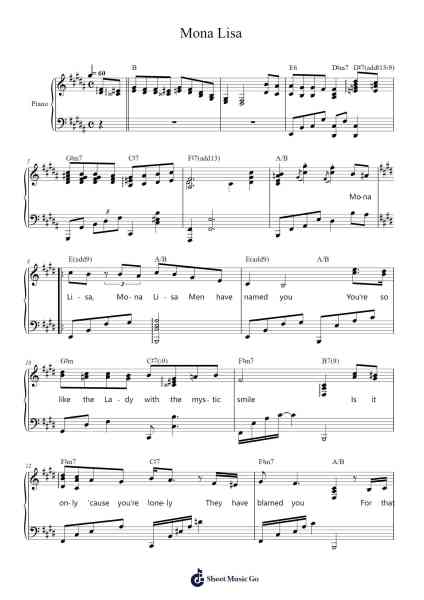 Mona Lisa Sheet Music by Jay Livingston/Ray Evans-Arr.Cookeda
