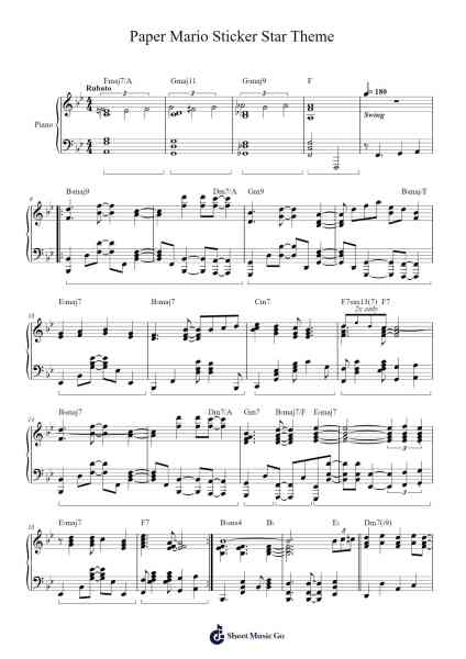 Paper Mario Sticker Star Theme Sheet Music by Many Composers Collectively-Arr.Colbard Ramsdick