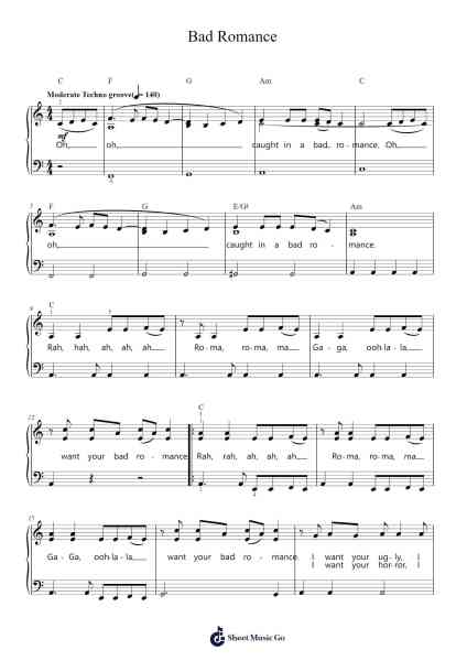 Bad Romance 樂譜由 Lady Gaga - 編曲 Swinale Reedria