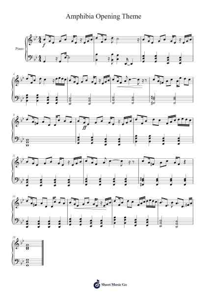 Amphibia Opening Theme Sheet Music by Doug Petty-Arr.Effrances Nyhous