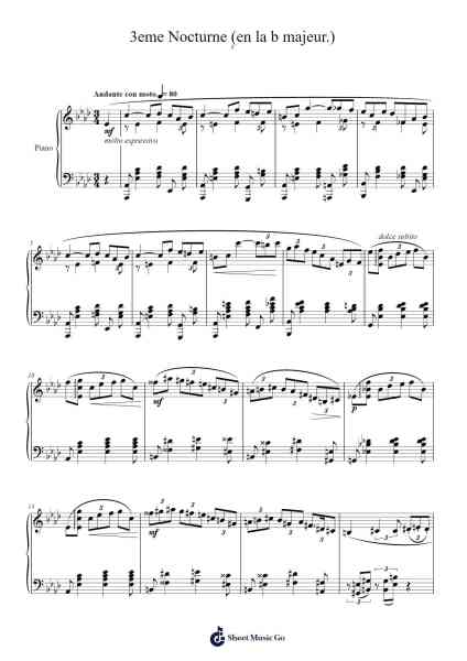 Nocturne No. 3 in A-flat Major, Op. 33 Sheet Music by Gabriel Fauré-Arr.Earmay