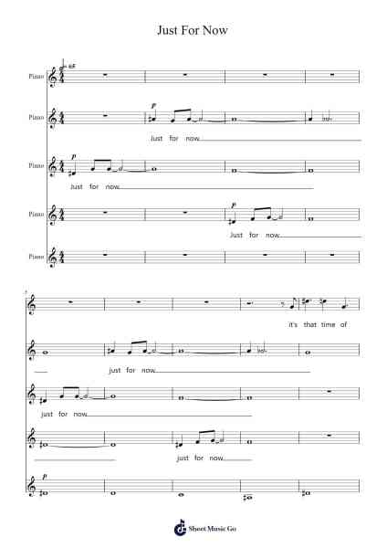 Just For Now Sheet Music by -Arr.Quintle