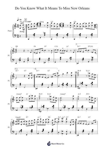Do You Know What It Means to Miss New Orleans Sheet Music by Alter/de Lange-Arr.Gasgreve Ausnal