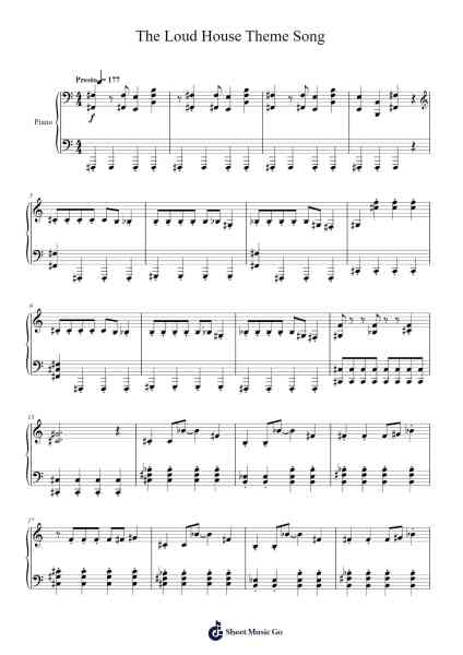 The Loud House Theme Song Sheet Music by Chris Savino/Doug Rockwell/Michelle Robin Lewis/Molly Anne Kaye-Arr.Blycarr
